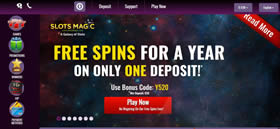 Slots Magic Casino - Get Free Spins for 1 Year!