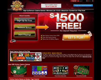 Golden Tiger - $1500 No Deposit Bonus